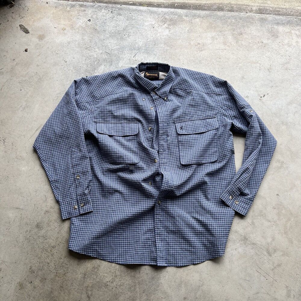 Browning Button Down Utility Shirt Blue XL mens hunting